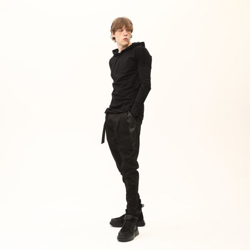 Junus Coban Asymmetric Raw-Seam T-Shirt Black