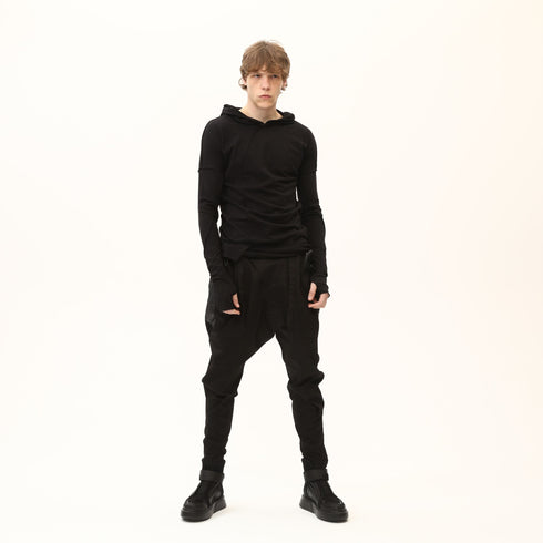 Junus Coban Asymmetric Raw-Seam T-Shirt Black