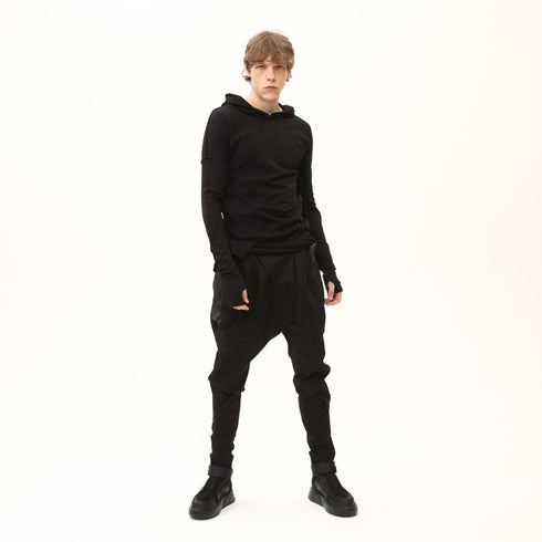 Junus Coban Asymmetric Raw-Seam T-Shirt Black