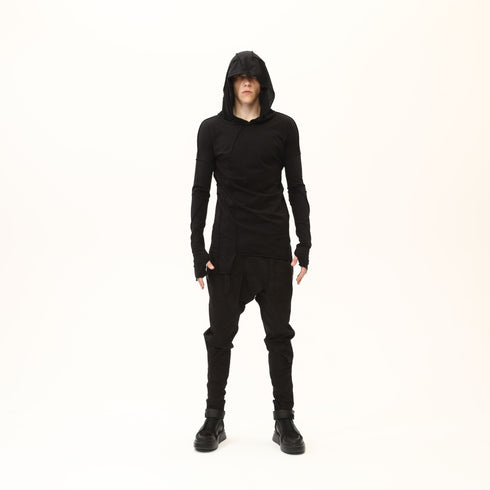 Junus Coban Asymmetric Raw-Seam T-Shirt Black