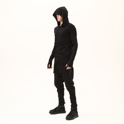 Junus Coban Asymmetric Raw-Seam T-Shirt Black