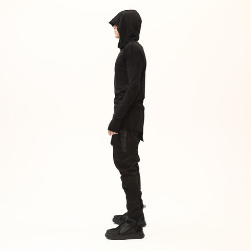 Junus Coban Asymmetric Raw-Seam T-Shirt Black