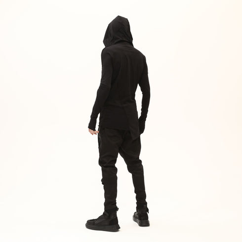 Junus Coban Asymmetric Raw-Seam T-Shirt Black