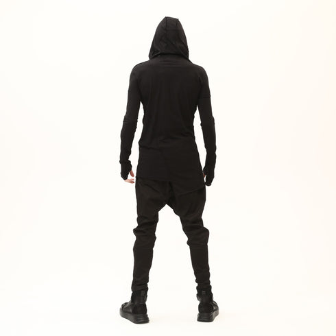 Junus Coban Asymmetric Raw-Seam T-Shirt Black