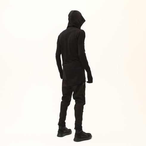 Junus Coban Asymmetric Raw-Seam T-Shirt Black