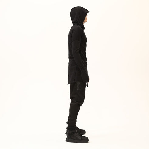 Junus Coban Asymmetric Raw-Seam T-Shirt Black
