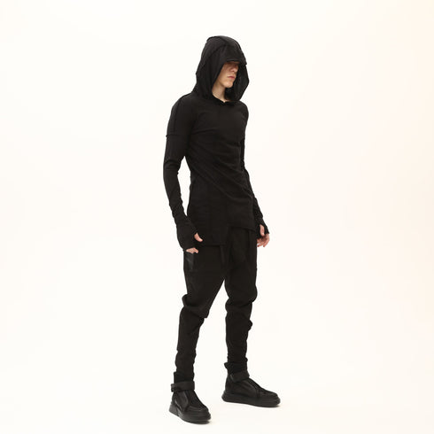 Junus Coban Asymmetric Raw-Seam T-Shirt Black