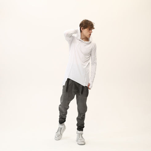 Junus Coban Asymmetric Raw-Seam T-Shirt White