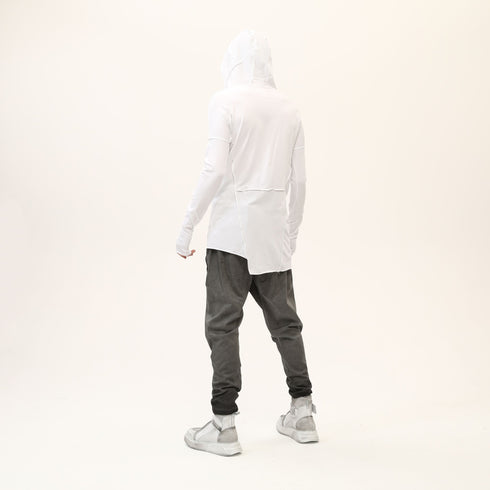 Junus Coban Asymmetric Raw-Seam T-Shirt White