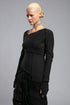 Boat Neck Raw Seam Women's Blouse