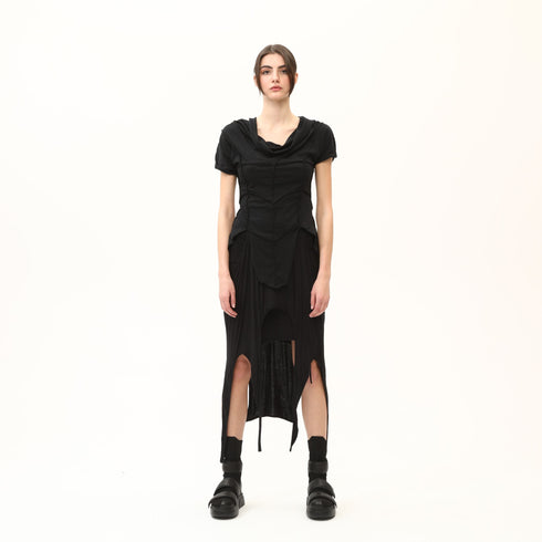 Draped Neck Multi Paneled Women's T-Shirt