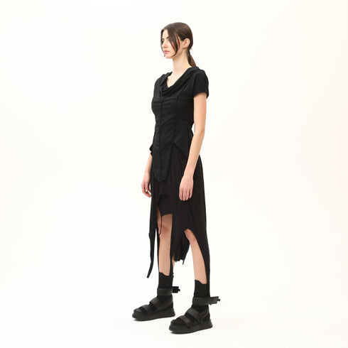 Draped Neck Multi Paneled Women's T-Shirt