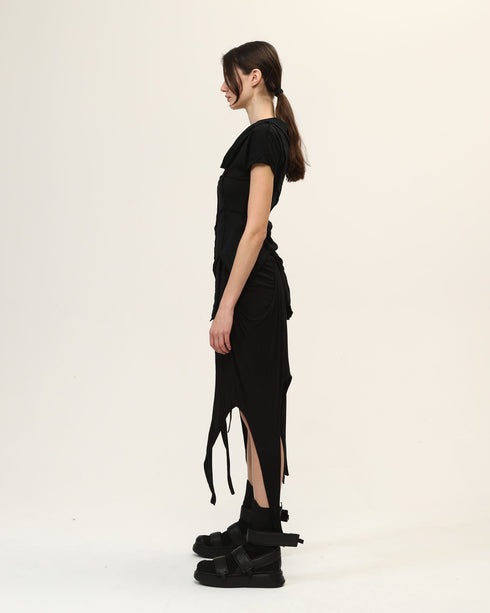 Draped Neck Multi Paneled Women's T-Shirt