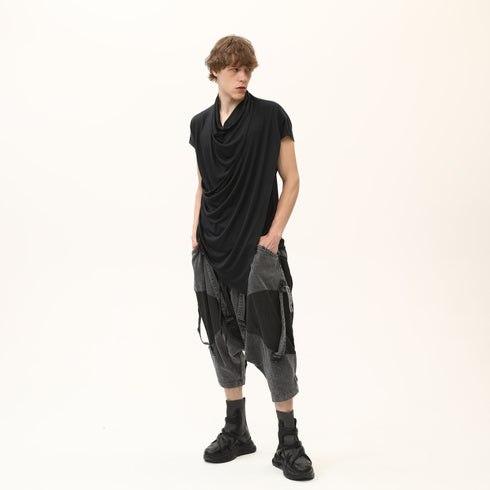 Junus Coban Draped Neckline T-Shirt Black