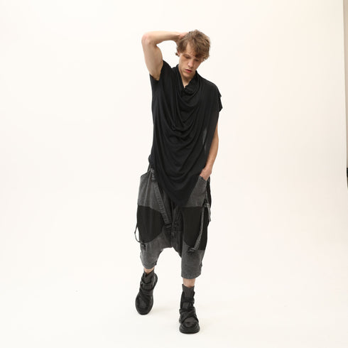Junus Coban Draped Neckline T-Shirt Black