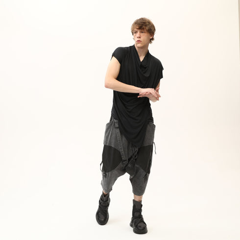 Junus Coban Draped Neckline T-Shirt Black