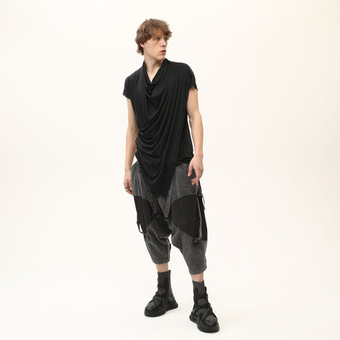 Junus Coban Draped Neckline T-Shirt Black