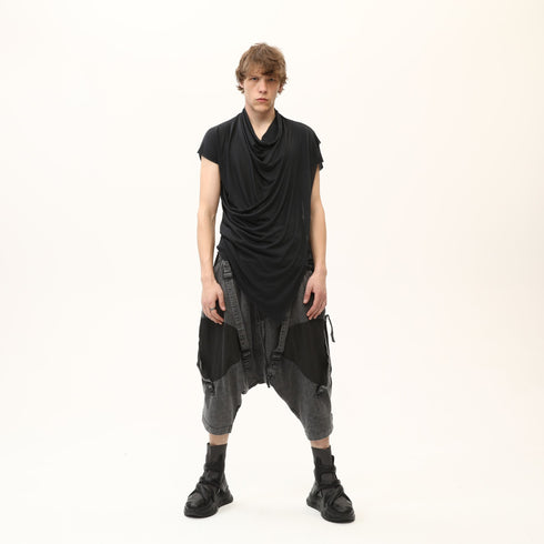 Junus Coban Draped Neckline T-Shirt Black