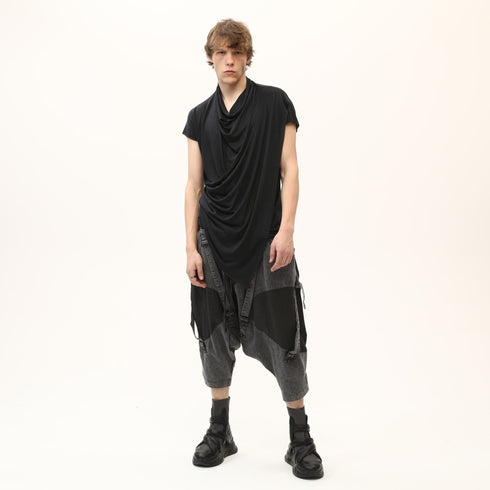 Junus Coban Draped Neckline T-Shirt Black