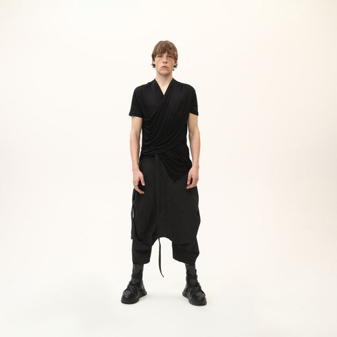 Junus Coban Draped Neckline T-Shirt Black