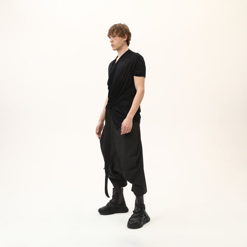 Junus Coban Draped Neckline T-Shirt Black