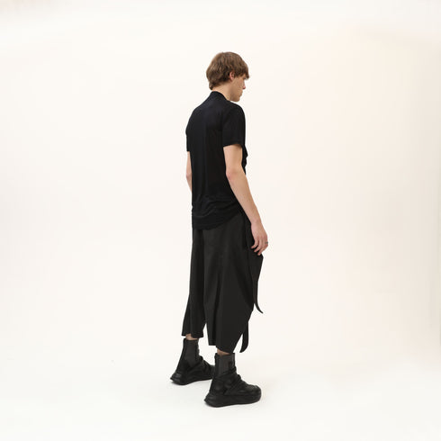 Junus Coban Draped Neckline T-Shirt Black