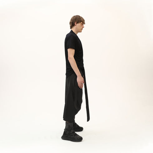 Junus Coban Draped Neckline T-Shirt Black