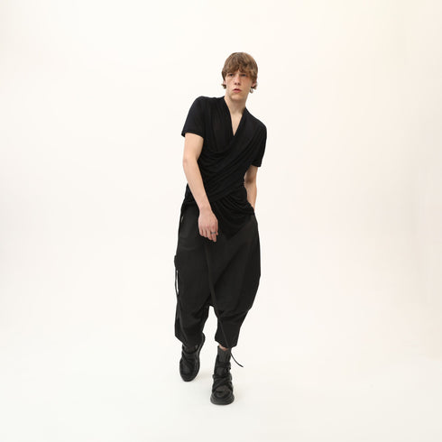 Junus Coban Draped Neckline T-Shirt Black