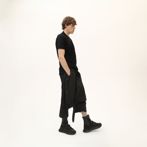 Junus Coban Draped Neckline T-Shirt Black