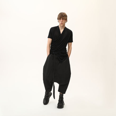Junus Coban Draped Neckline T-Shirt Black