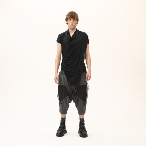 Junus Coban Draped Neckline T-Shirt Black
