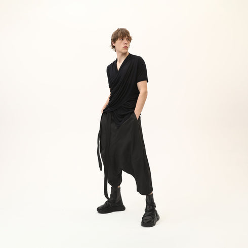 Junus Coban Draped Neckline T-Shirt Black