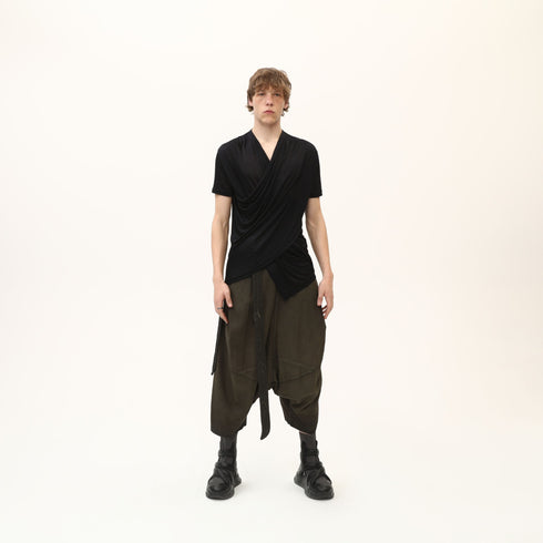 Junus Coban Draped Neckline T-Shirt Black