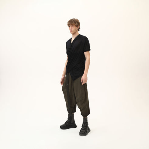 Junus Coban Draped Neckline T-Shirt Black