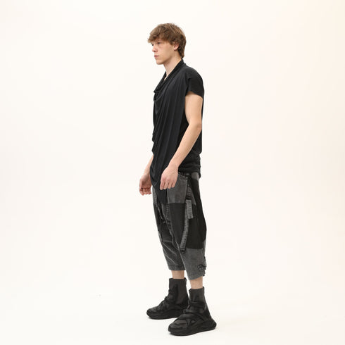 Junus Coban Draped Neckline T-Shirt Black