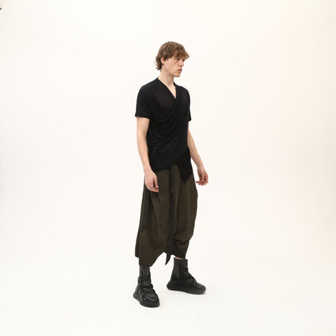 Junus Coban Draped Neckline T-Shirt Black
