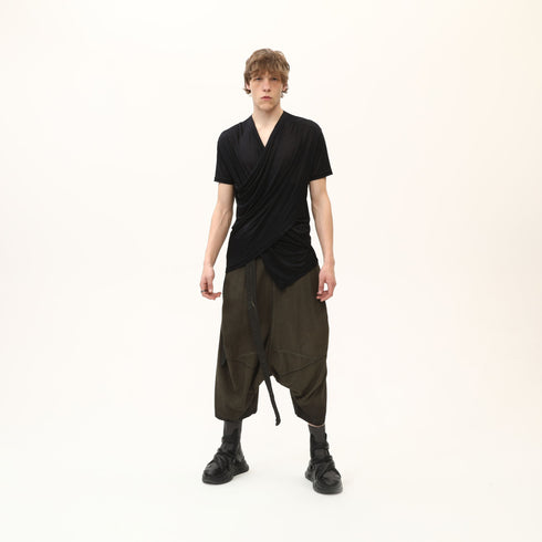 Junus Coban Draped Neckline T-Shirt Black