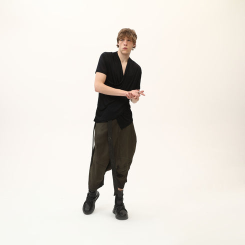 Junus Coban Draped Neckline T-Shirt Black