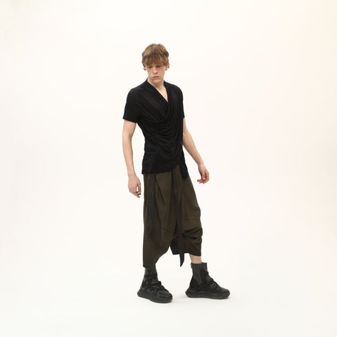 Junus Coban Draped Neckline T-Shirt Black