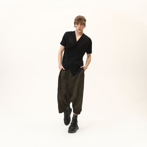 Junus Coban Draped Neckline T-Shirt Black
