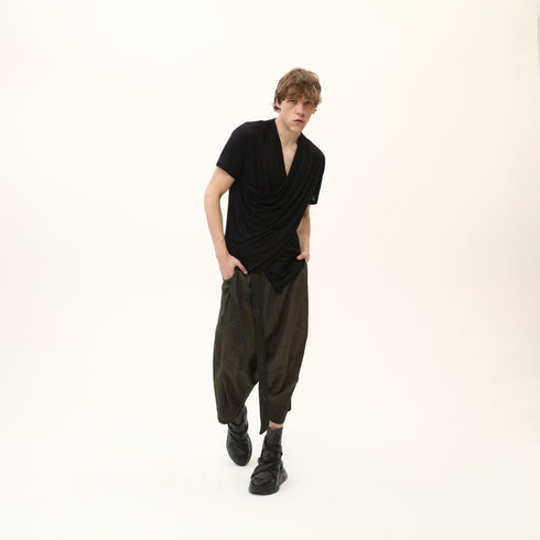 Junus Coban Draped Neckline T-Shirt Black