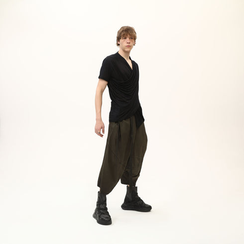 Junus Coban Draped Neckline T-Shirt Black
