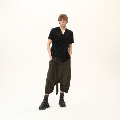 Junus Coban Draped Neckline T-Shirt Black
