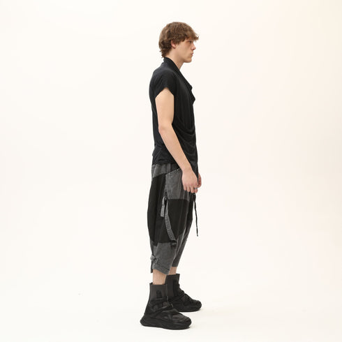 Junus Coban Draped Neckline T-Shirt Black