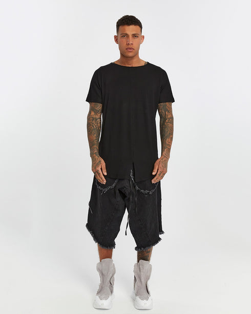 Junus Coban Extended-Back Slit-Front T-Shirt Black