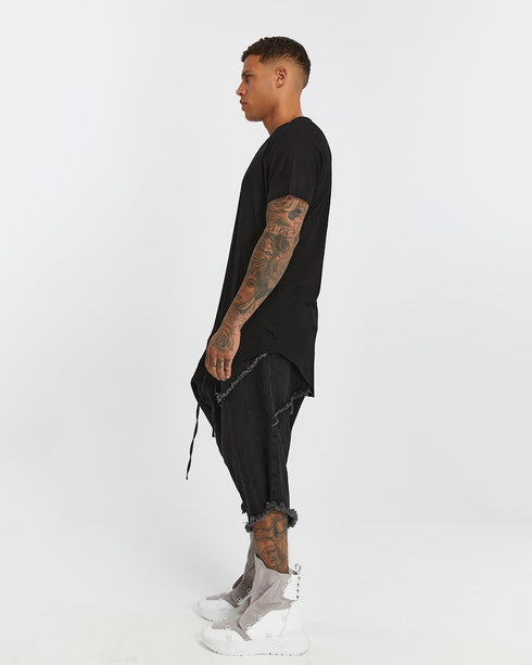 Junus Coban Extended-Back Slit-Front T-Shirt Black