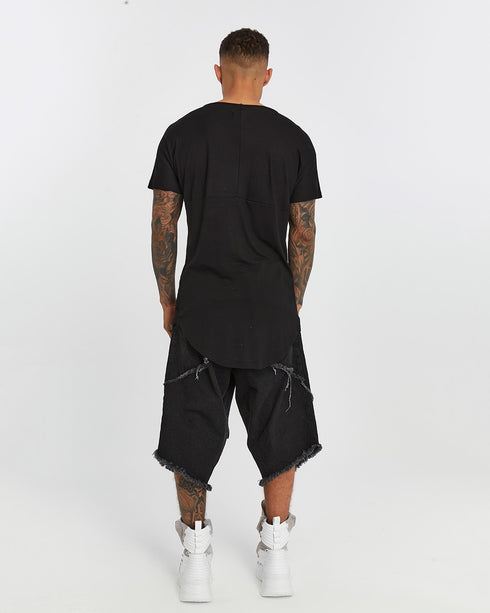 Junus Coban Extended-Back Slit-Front T-Shirt Black