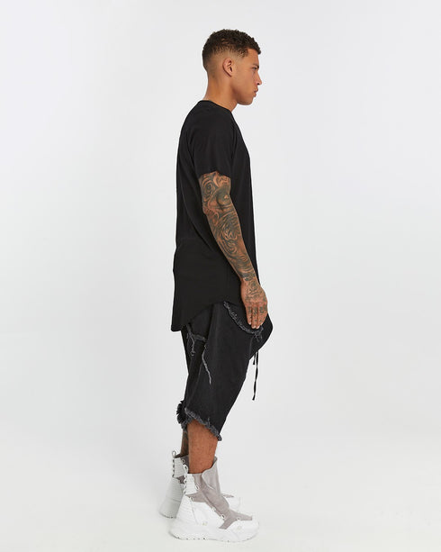 Junus Coban Extended-Back Slit-Front T-Shirt Black