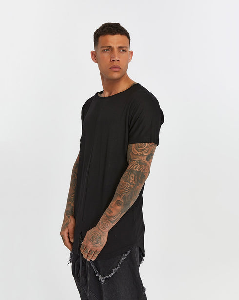 Junus Coban Extended-Back Slit-Front T-Shirt Black