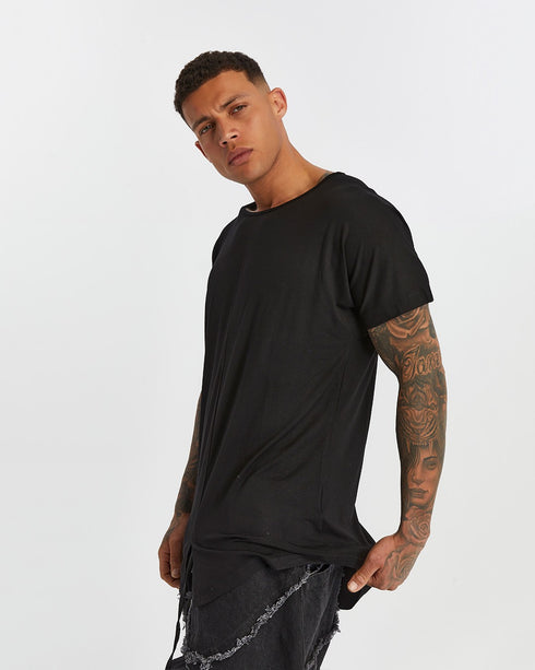 Junus Coban Extended-Back Slit-Front T-Shirt Black